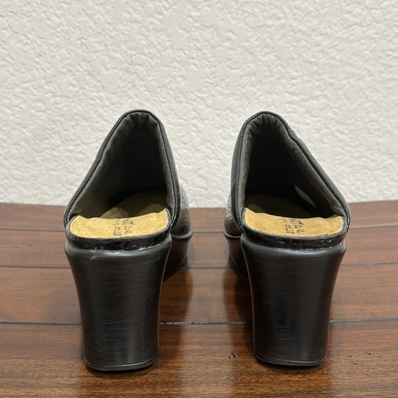 NAOT Black Croc Leather Wedge Clog Mule Size 41 / 10 - Picture 4 of 9